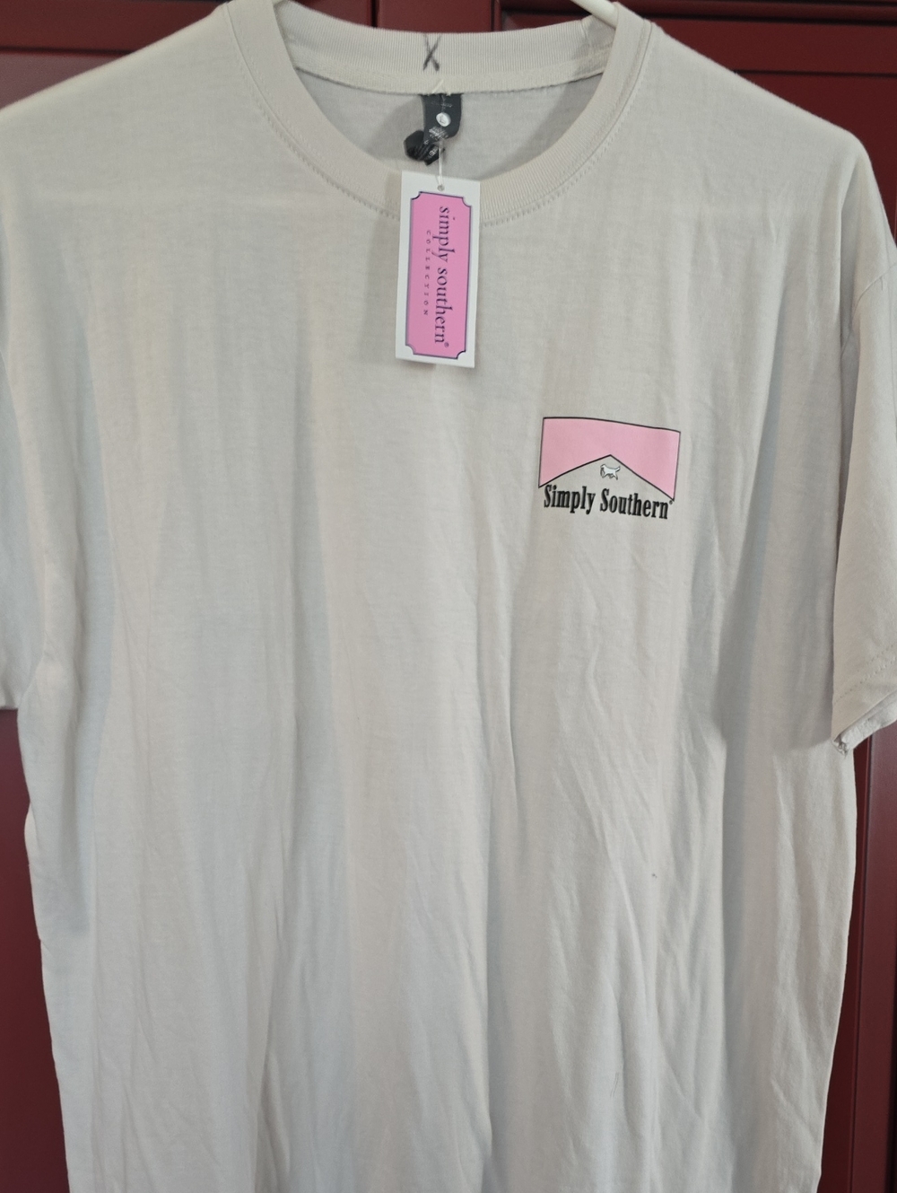 Simply Southern Cream Tee with Pink Logo